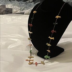 Zuni Fetish Necklace carved stone animals